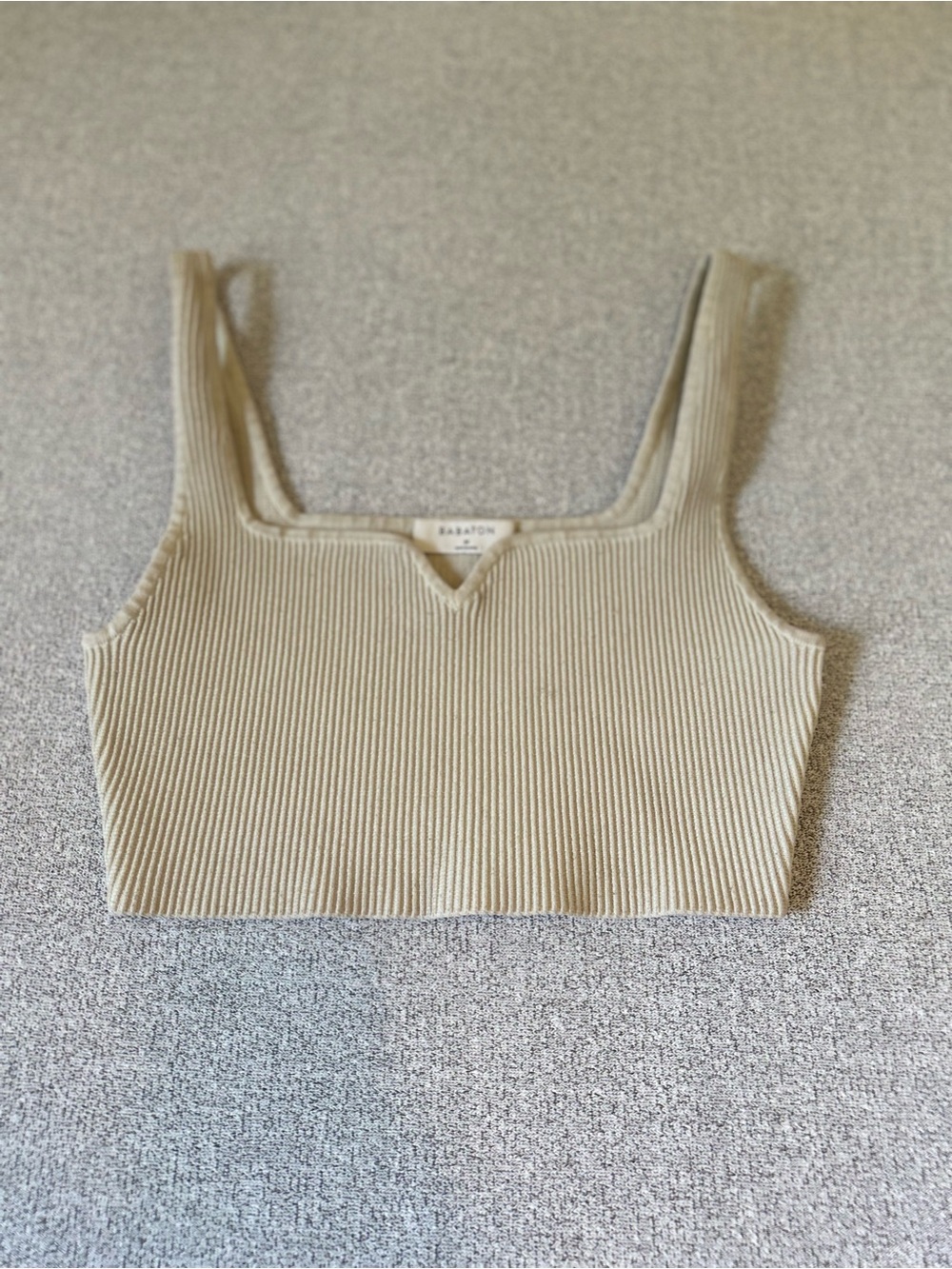 Aritzia Babaton Sculpt Knit Notch Tank Top Matte Pearl M